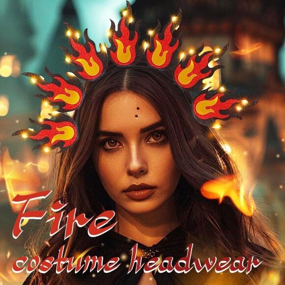 Light Up Fire Headband LED Flame Halloween Festival Costume Hair Accessory main image 7